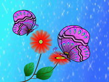 PPT-Schablone der Schmetterlingsblumen der Karikaturart
