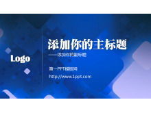 PPT-Vorlage des Technologieunternehmens mit blauem grafischem Hintergrund