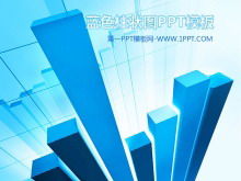 Financial PPT template with blue three-dimensional statistical chart background
