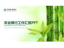 Yeşil bambu arka plan üzerinde tarım bankası çalışma raporu PPT şablonu