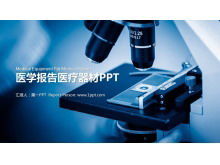 Sprzęt medyczny szablon PPT na tle mikroskopu