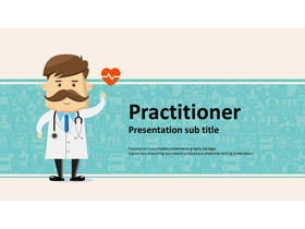 Blue cartoon doctor background medical hospital template PPT download grátis