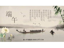 Plantilla de diapositiva de Dragon Boat Festival de estilo chino con fondo de Dragon Boat
