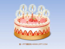 生日快樂幻燈片模板與動態生日蛋糕PPT動畫背景