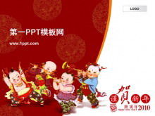 Dog baby in spring cute Spring Festival PPT template download