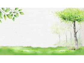 Свежие зеленые акварельные листья дерева РРТ фоновое изображение