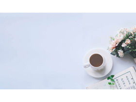 Livre de fleurs de tasse de café simple image de fond PPT