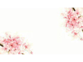 5 розовых акварельных цветов персика PPT фоновых изображений