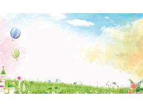 Bunte Cartoon Himmel Gras Schloss PPT Hintergrundbild