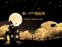 Hexenkarikatur, die über den Nachthimmel fliegt PPT Hintergrundbild