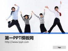 Группа аплодирующих и прыгающих белых воротничков фоновое изображение слайд-шоу