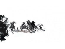 Картина тушью "Лошадь" в китайском стиле PowerPoint background picture