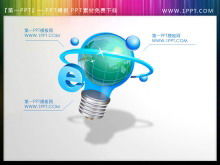 Ícone de lâmpada com senso de tecnologia Material do PowerPoint