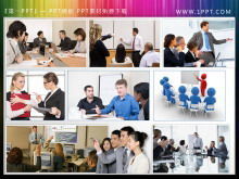 9 personajes de la escena de la reunión de formación corporativa material de ilustración de diapositivas