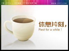 Fondo de la taza de café presentación de diapositivas cambio descanso descarga de material