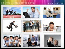 Nove professionisti che lavorano duramente per scaricare il materiale delle diapositive
