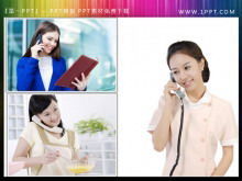 Trzy pokazy slajdów pięknych kobiet dzwoniących i odbierających telefon