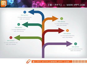 PPT-Pfeildiagramme mit vier Farbdiffusionsbeziehungen