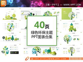 40 페이지 평면 녹색 환경 보호 테마 PPT 차트 Daquan