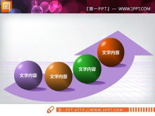 3 verschiedene Flussdiagramme für progressive Beziehungen in verschiedenen Farben PPT-Diagramme