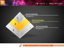 黄色の三次元クリスタルスタイルのピラミッドPPTチャートのダウンロード