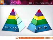 Empat bahan bagan slide hubungan hierarkis stereo 3D latar belakang piramida yang dinamis