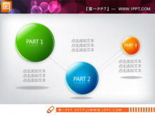 Plantilla de diagrama de flujo PPT de tres nodos estilo Microsoft