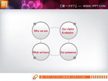 Dotted four-object relationship diagram PPT template