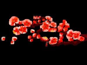 พลัมฤดูหนาว, ผลไม้สีแดง, ดอกพีช, วัสดุฟรีสไตล์จีน (6 ภาพ)