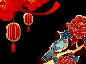 Festive red traditional Chinese style Spring Festival theme corner decoration free material package download (16 photos)