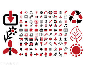 Material de ppt de icono de UI de entretenimiento de vida de oficina de negocios rojo y negro