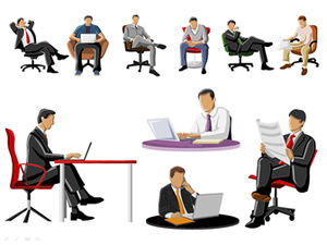 Business einzelne weibliche Sitzhaltung Farbe Silhouette ppt Symbol Material