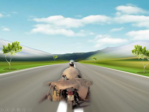 Jazda na drogach motocyklowych scena sportowa efekty specjalne animacja szablon ppt
