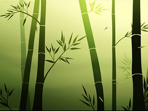 Камера медленно приближалась, бамбуковый лес и падающие листья бамбука динамический эффект шаблона п.п.