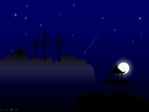 Gece gökyüzünde kayan yıldızlar, parlak yıldızlı gökyüzü, romantik ay ışığı ppt şablonu