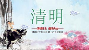 Un berger fait référence à distance au modèle ppt du festival Ching Ming du village de Xinghua