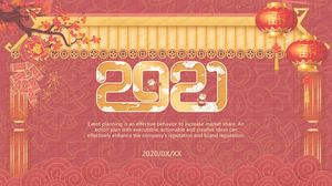 2021 빨간 중국식 새해 작업 계획 일반 ppt 템플릿