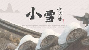Czerwony chiński styl przesilenia zimowego i zima lekki śnieg uniwersalny szablon ppt