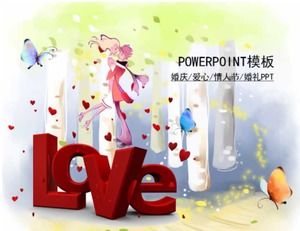 Modelo de desenho animado romântico PPT do Dia dos Namorados