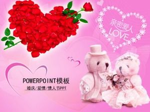 Modelo de PPT romântico de urso rosa