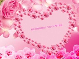 Modelo de PPT do Dia dos Namorados em formato de coração romântico rosa