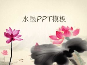 Plantilla PPT elegante clásica de loto de tinta