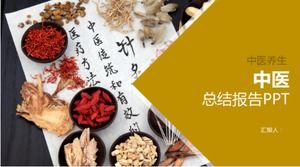 Zwięzły i atmosferyczny nowoczesny szablon raportu podsumowującego zdrowie tradycyjnej medycyny chińskiej ppt