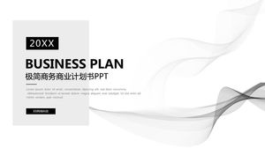 Schwarzer minimalistischer abstrakter Kurvenhintergrund-Geschäftsplan PPT-Vorlage
