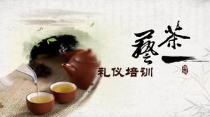 Modelo de PPT de treinamento de conhecimento em etiqueta de arte do chá de estilo clássico