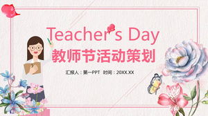 Planowanie dnia nauczyciela szablon PPT z akwarelowymi kwiatami i tłem nauczyciela