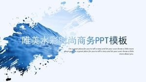 Mavi moda suluboya iş kurumsal tanıtım projesi ekran ppt şablonu