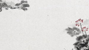Quattro rami di pino di loto inchiostro immagini di sfondo PPT