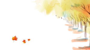 Arbres d'automne aquarelle et feuilles d'érable image d'arrière-plan PPT