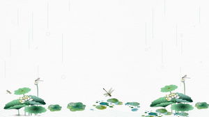 Fünf grüne einfache frische Lotusblatt Lotus PPT Hintergrundbilder